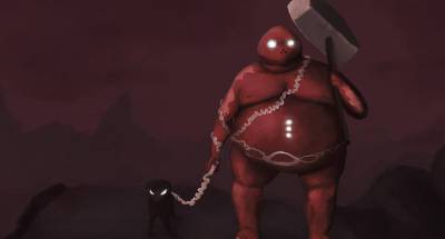 Red fat monster painting
